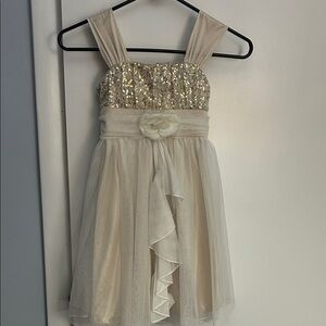 My Michelle Cream and Gold Sequin Dress